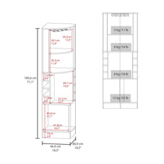Kava Being Corner Bar Cabinet, Glass Rack, Double Door Cabinet, Eight Built-In Wine Rack, White