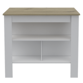 Cala Kitchen Island Antibacterial, Three Shelves, Four Legs -Light Oak / White