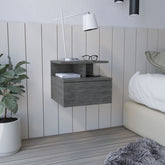 Adele Floating Nightstand with Drawer and Open Storage Shelves