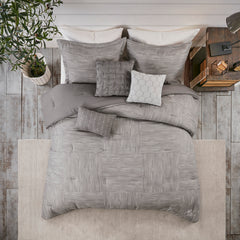 7 Piece Printed Seersucker Comforter Set Grey Queen