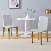 Set of 2 Light Gray PU Dining Chairs: 35.4" High, 18.5" Ergonomic Backrest, 17"×16" Sponge Seat, Perfect for Dining Room, Home Office & Living Space, Stylish & Comfortable.Golden Metal Leg.