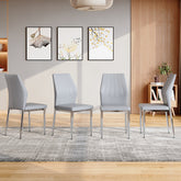 Set of 4 Light Gray -and -Silver Dining Chairs,37 inches High:Ergonomic PU Backrest,Combines Comfort and Style.Perfectly blends comfort and elegance,Injecting more comfort and style into dining time.