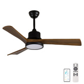 42-Inch Ceiling Fan with Light, Solid Wood Blades, 2 Downrods for Sloped Ceiling ≤15°, Quiet Reversible DC Motor, APP & Remote Control, 6 Speeds, Timer, Dimmable Full-Spectrum LED, for Bedroom