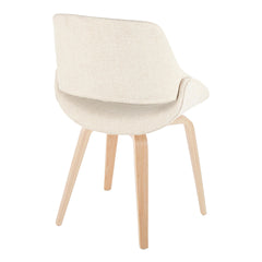 Fabrico Mid-Century Modern Accent/Dining Chair in Natural Wood and Cream Fabric by LumiSource - Set of 2