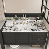 49"x22" Bathroom Vanity Top, with Undermount Ceramic Sink and Backsplash, artificial marble Bathroom Vanity Top with 3 Faucet Holes, New Carrara white and black (Only Bathroom Vanity Top)