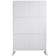 Outdoor & Indoor Privacy Screen Metal Privacy Screen 76" H×48" W, Freestanding Decorative Privacy Screen for Deck Balcony Patio, Privacy Fence Panels for Outside Lawn Garden PS116 WHITE