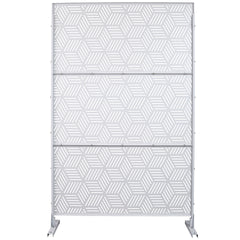 Outdoor & Indoor Privacy Screen Metal Privacy Screen 76" H×48" W, Freestanding Decorative Privacy Screen for Deck Balcony Patio, Privacy Fence Panels for Outside Lawn Garden PS116 WHITE