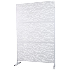 Outdoor & Indoor Privacy Screen Metal Privacy Screen 76" H×48" W, Freestanding Decorative Privacy Screen for Deck Balcony Patio, Privacy Fence Panels for Outside Lawn Garden PS116 WHITE