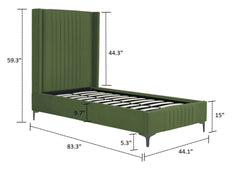Twin Bed in Moss Green