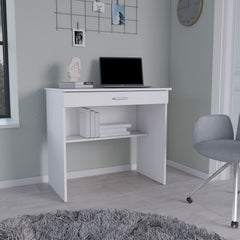 Montana Storage Desk, Spacious Stylish with Drawer and Shelf, White