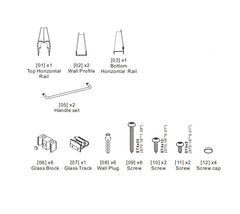 All-in-One Shower Door Accessories (Excluding Glass) with Mounting Screws, 24D03-60BNXP05