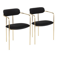 Demi Contemporary Chair in Gold Metal and Black Velvet by LumiSource - Set of 2