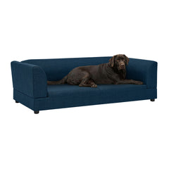 Comfortable Oversized Pet Sofa for Medium/Large Dogs - Modern Rectangular Design with Backrest, Armrests & Soft Cushion -Dark Blue(56.5"*26"*17")