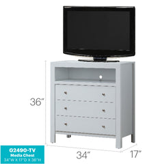 Elegant White Transitional Media Chest