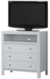 Elegant White Transitional Media Chest