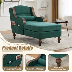 UNITED WE WIN Oversized Chaise Lounge Indoor,Fabric Single Sofa Bed with Wide Seat,Upholstered Lazy Sleeper Armchair,Reading Couch Set for Living Room,Bedroom