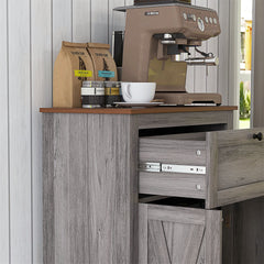 HOMCOM Farmhouse Barn Door Accent Cabinet, Kitchen Sideboard Storage Cabinet with Double Doors, Drawer, and Adjustable Shelf for Bedroom, Living Room, Gray