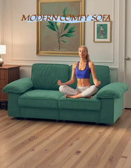 FX-P20M-2S-GR (2.5S SOFA)78.74 INCH Green Velvet Compact Sofa with Hidden Storage, 2-Seater Loveseat Space-Saving Couch for Small Apartment and Studio Living