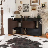 Set of 2, 32.5''-58.8''W Multifuctional Storage Cabinet, Buffet Sideboard with Drawer, Corner Cabinet for 44''H Window decor, Livingroom, Hallway, Entryway, Kitchen & Office - Black&Walnut