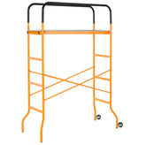 HOMCOM 4-Step Steel 4.6 x 2 x 6 ft. Scaffold 2 Wheels Free Moving for Indoor & Outdoor Decoration Anti-Skid, 440 Pound Capacity