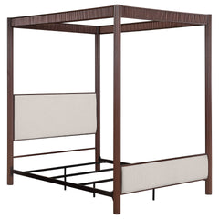 Tova Rust Brown Metal Eastern King Canopy Bed