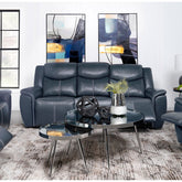 Stanwicke Blue Motion Reclining Sofa with Drop Down Table