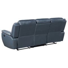 Stanwicke Blue Motion Reclining Sofa with Drop Down Table