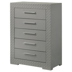 Pierce Grey High Gloss 5-drawer Bedroom Chest