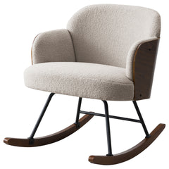 Valera Beige Boucle Upholstered Mid Back Rocking Chair