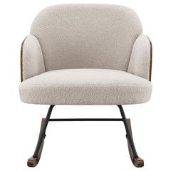 Valera Beige Boucle Upholstered Mid Back Rocking Chair