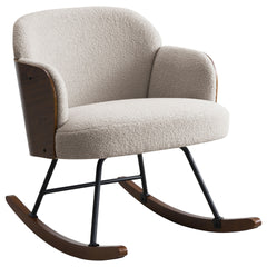 Valera Beige Boucle Upholstered Mid Back Rocking Chair
