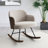 Valera Beige Boucle Upholstered Mid Back Rocking Chair