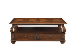 Walnut 4-Drawer Coffee Table with 1 Shelf