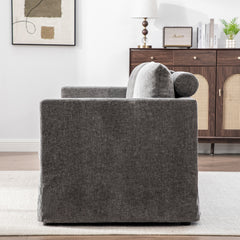82.68" Wide Extra-large Double-seater Sofa, Chenille Upholstered, With Two Armrest Pillows And Two Backrest Pillows, Suitable For Bedrooms, Living Rooms, And Window Seating.Gray