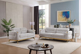 Zoe Modern style 2PC Living room set (Sofa + Loveseat) made with wood and Gold accents in Gray (CA Warehouse Inventory)