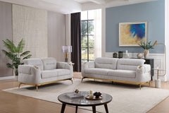 Zoe Modern style 2PC Living room set (Sofa + Loveseat) made with wood and Gold accents in Gray (CA Warehouse Inventory)
