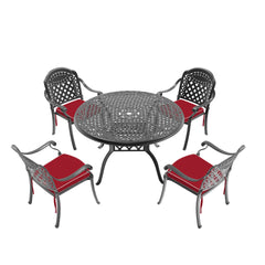 5-Piece Set Of Cast Aluminum Patio Furniture With Red Cushions(same as W1710S00552)