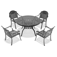 5-Piece Set Of Cast Aluminum Patio Furniture With Red Cushions(same as W1710S00552)