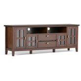 Artisan 72 inch Wide Solid Wood TV Stand in Russet Brown For TVs up to 80 inches