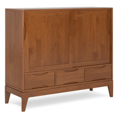 Harper 48 inch Wide Solid Hardwood Mid-Century Modern Medium Storage Cabinet in Teak Brown