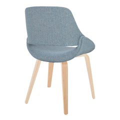 Fabrico Mid-Century Modern Accent/Dining Chair in Natural Wood and Blue Fabric by LumiSource - Set of 2