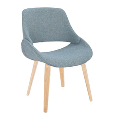 Fabrico Mid-Century Modern Accent/Dining Chair in Natural Wood and Blue Fabric by LumiSource - Set of 2