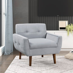 Gray Accent Chair Upholstered Velvet Cushion Seat Back Tufted Contemporary Living Room Furniture 1pc