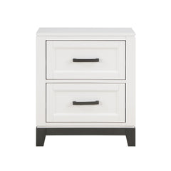 White Finish Nightstand with 2x Storage Drawers Wooden Bedroom Furniture 1pc