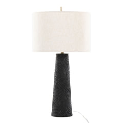 Kona 31" Contemporary Polyresin Table Lamp in Matte Black Polyresin, Modern Brass and Natural Linen Shade from Grandview Gallery by LumiSource - Set of 2