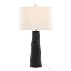 Kona 31" Contemporary Polyresin Table Lamp in Matte Black Polyresin, Modern Brass and Natural Linen Shade from Grandview Gallery by LumiSource - Set of 2