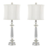 Karat 25.5" Contemporary Crystal Table Lamp in Clear K9 Crystal and Chrome Metal with White Linen Softback Shade from Grandview Gallery by LumiSource - Set of 2