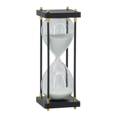 4.3x4.3x12" Hourglass With Wooden Frame, White