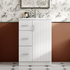 24" Modern Bathroom Vanity with Sink, Small Bathroom Sink Cabinet with 2 Drawers and Soft-Closing Door, Under-mount Sink Bathroom Cabinet with Drawers