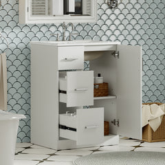 24" Modern Bathroom Vanity with Sink, Small Bathroom Sink Cabinet with 2 Drawers and Soft-Closing Door, Under-mount Sink Bathroom Cabinet with Drawers